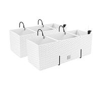 2 maceteros en aspecto de ratán con soportes, indicador de nivel de agua para balcón, jardineras