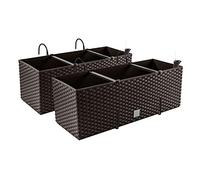 2 maceteros en aspecto de ratán con soportes, indicador de nivel de agua para balcón, jardineras