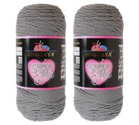 2 madejas Himalaya Super Soft Yarn, 100% acrílico, total 400 gramos): cada madeja 200 gramos (7 oz), 328 metros de largo (358 yardas), peso del hilo: 4: Worsted-Aran, gris 80853