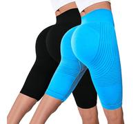 2 mallas cortas para mujer, push up, pantalones cortos deportivos, leggings deportivos para mujer, cintura alta, control del abdomen, pantalones de yoga, elásticos, ajustados, leggins deportivos, sin