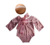 2 mamelucos de encaje para recién nacidos con diadema a juego para fotografía de bebé, conjunto de ropa con diadema de encaje para recién nacidos