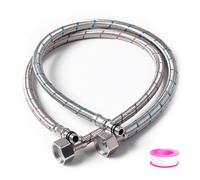 2 mangueras blindadas de 3/8 pulgadas, 60 cm de conexión, manguera blindada de acero inoxidable trenzado con cinta de sellado para grifo mezclador