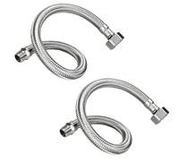 2 Mangueras Flexibles de Acero Inoxidable 304 3/8'' (20 cm) con Tuerca Universal - Conexión para Grifos, Válvulas Angulares y Calentadores de Agua, Resistente a Alta Presión y Corrosión