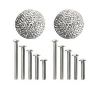 2 manijas con forma de bola de diamantes de imitación para cajones de armario y armarios de puertas hechas con arcilla suave y cinco tornillos de diferentes longitudes para la instalación (azul lago)