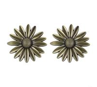 2 manijas de metal para cajones de gabinete con patrón de crisantemo, hechas de aleación de zinc (bronce)