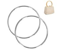 2 manijas de monedero, manijas redondas, manijas de monedero de metal de repuesto para hacer bolsas, 10 cm(Plata)