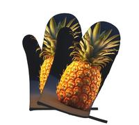 2 manoplas de horno para cocina, resistentes al calor, 260.0 °C, impermeables, antideslizantes, para cocinar, hornear, piña, fruta, manoplas de cocina, par de guantes para proteger las manos