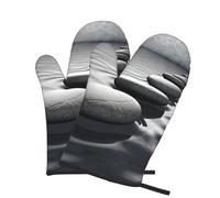 2 manoplas de horno para cocina, resistentes al calor, 260.0 °C, impermeables, antideslizantes, para cocinar, hornear, piedras Zen grises, par de guantes de cocina para proteger las manos