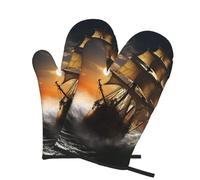 2 manoplas de horno para cocina, resistentes al calor, 260.0 °C, impermeables, antideslizantes, para cocinar, hornear, velero en tormenta, guantes de cocina, par de guantes para proteger las manos