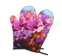 2 manoplas de horno para cocina, resistentes al calor, 260.0 °C, impermeables, antideslizantes, para cocinar, hornear, flores de verano, guantes de cocina, par de guantes para proteger las manos
