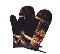2 manoplas de horno para cocina, resistentes al calor, 260.0 °C, impermeables, antideslizantes, para cocinar, hornear, whisky y cigarros, guantes de cocina, par de guantes para proteger las manos