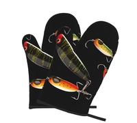 2 manoplas de horno para cocina, resistentes al calor, 260.0 °C, impermeables, antideslizantes, para cocinar, hornear, pesca, señuelo, guantes de cocina, par de guantes para proteger las manos