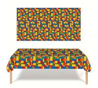 2 manteles de bloques de construcción, mantelados coloridos para fiestas de temáticas de bloques de construcción, 54 * 108 pulgadas para decorar fiestas de bloques