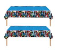 2 manteles de fiesta de Los Vengadores de Marvel para niños, 130 x 220 cm, mantel de plástico para fiesta temática de dibujos animados, decoración de cumpleaños de héroes para niños, decoración de