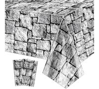 2 manteles de pared de piedra, mantel rectangular de adoquines, telón de fondo impreso con piedra para suministros de fiesta de Halloween, caballero de castillo medieval, 51 x 86 pulgadas