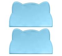 2 manteles individuales de silicona para mascotas, tapete para comida de perros, gatos, almohadilla para cuenco de agua, impermeable, fácil de lavar, grande para agua y agua con bordes elevados