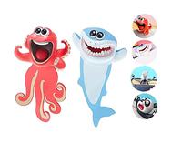 2 marcadores de animales bonitos, burro y panda, tiburón y pulpo, juego de divertidos en 3D, dibujos animados de Alldo (Tiburón y pulpo)