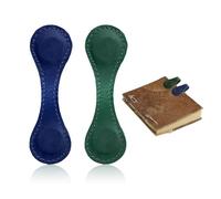 2 Marcadores Magnéticos para Libros de Cuero, Marcapáginas de Doble Cara, Clips para Portátiles (Azul Oscuro, Verde)