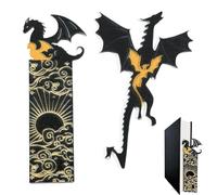 2 marcapáginas de dragón, color negro, para niños y niñas, amantes de los libros
