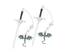 2 marcapáginas de dragón de fantasía, marcadores creativos, espadas de dragón, marcadores de página para estudiantes, profesores, marcadores de metal