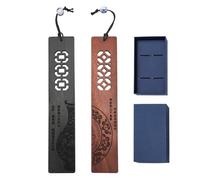 2 marcapáginas de madera, 1 caja de regalo azul marino, marcapáginas de madera con borlas, embalaje de caja de regalo, regalo perfecto, adecuado para amigos y niños