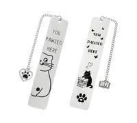 2 Marcapáginas Gato Metal, Gatito Marcapaginas Acero Inoxidable con Colgante, Marcadores Accesorios para Libros Regalo para Lectores Amigos Adultos y Niños Entusiastas de Lectura (B)