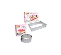 2 marcos de pastelería extensibles - círculo y rectángulo