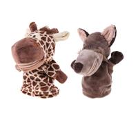 2 marionetas de mano para niños, juguetes de peluche para niños, narración de historia, enseñanza, preescolar y regalo de cumpleaños, juego de rol, marioneta de mano de lobo + jirafa