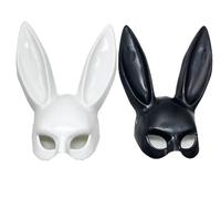 2 Máscara de conejito de Pascua con orejas en blanco y negro para adultos máscara de conejito de máscaras para juegos de rol accesorios de disfraz de conejo halloween pascua navidad carnaval disfraz