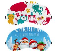 2 máscaras de dormir para dormir de espalda y de lado, 100 % de bloqueo de luz, adorable muñeco de nieve de Papá Noel, ajustable y transpirable, sin presión ocular