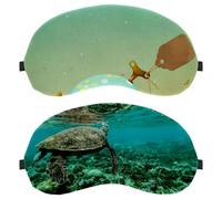 2 máscaras de dormir para dormir de espalda y de lado, 100% de bloqueo de luz, tortuga verde ajustable y transpirable, cubierta de ojos para dormir, cero presión ocular