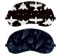 2 máscaras de dormir para dormir de espalda y de lado, dibujado a mano Galaxy Universe Planet 100 % bloqueo de luz, ajustable y transpirable, cubierta de ojos para dormir, cero presión ocular