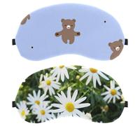 2 máscaras de dormir para dormir de espalda y de lado, margaritas de manzanilla con flores de campo 100% bloqueo de luz, ajustable y transpirable, cubierta de ojos para dormir, cero presión ocular