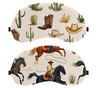 2 máscaras de dormir para dormir de lado, hombres y mujeres, vaqueros del salvaje oeste, hombres, caballos, bloqueo de luz, máscara de ojos con correa ajustable, venda nocturna para los ojos