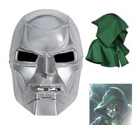 2 máscaras de Dr. Doom con capa, casco de supervillano Victor Doom, carnaval, Halloween, cosplay, máscara de Dr. Doom