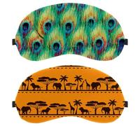 2 máscaras de ojos África étnica con estampado de animales salvajes, máscara de dormir para dormir de lado, máscara suave para dormir para mujeres y hombres, bloqueo de luz completo, cero presión