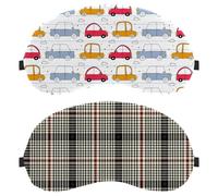 2 máscaras de ojos con diseño de pata de gallo a cuadros color crema para dormir de lado, cero presión ocular con los ojos vendados, bloquea completamente la sombra de ojos ligera