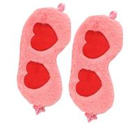 2 máscaras de ojos con patrón de corazón para dormir, ligeras y cómodas, sin bolsa de hielo (rojo y rosa)