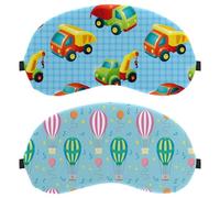 2 máscaras de ojos con patrón de globos de aire caliente rosa y verde para dormir de lado, máscara de dormir, máscara de ojos para dormir, cubierta suave para viajes, siesta, avión, bloqueo de luz