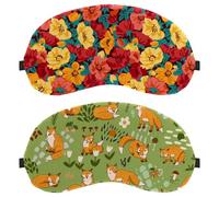2 máscaras de ojos de flor de zorro verde y naranja, máscara de dormir para dormir de lado, máscara de ojos suave para mujeres y hombres, bloqueo de luz completo, cero presión nocturna con los ojos