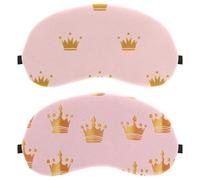 2 máscaras de ojos, máscara de ojos para dormir de lado, patrón de corona, cero presión ocular, vendaje nocturno, cubierta de sueño ajustable, bloquea completamente la sombra de ojos ligera