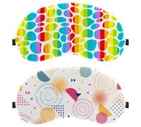 2 máscaras de ojos para dormir de lado, máscara de dormir, máscara de ojos con formas geométricas coloridas, cubierta suave para viajes, siesta, avión, bloqueo de luz