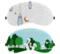 2 máscaras de ojos para dormir de lado, máscara de dormir, una familia feliz de tres en el parque, máscara de ojos con bloqueo de luz verde, cubierta suave para viajes, siesta, avión