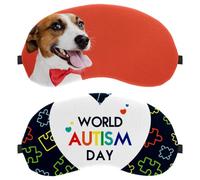 2 máscaras de sueño para el Día Mundial del Autismo para dormir boca arriba y de lado, 100% de bloqueo de luz, ajustable y transpirable, cero presión ocular