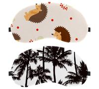 2 máscaras para dormir de espalda y de lado, 100% bloqueo de luz, patrón de árbol de coco en blanco y negro, ajustable y transpirable, cubierta de ojos para dormir, cero presión ocular