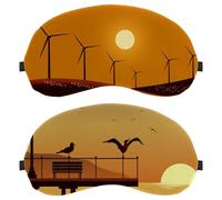 2 máscaras para dormir de espalda y de lado, albatros en la playa, silueta de pájaro, puesta de sol, máscara de ojos 100% de bloqueo de luz, ajustable y transpirable, cubierta de ojos para dormir