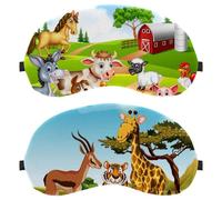 2 máscaras para dormir de lado, hombres y mujeres, animales salvajes en el campo de la sabana, máscara de ojos con bloqueo de luz, sombra de ojos con correa ajustable, venda nocturna para los ojos