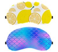 2 máscaras para dormir de lado para hombres y mujeres, máscara de ojos con bloqueo de luz, sombra de ojos con correa ajustable, color morado, rosa, azul, escamas de sirena para los ojos vendados