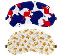 2 máscaras para dormir de lado para hombres y mujeres, máscara de ojos con bloqueo de luz, sombra de ojos con correa ajustable, patrón de coronas doradas, fondo blanco, venda nocturna