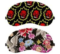 2 máscaras para dormir de lado para hombres y mujeres, máscara de ojos con bloqueo de luz, sombra de ojos con correa ajustable, grulla de corona roja, peonía, venda nocturna